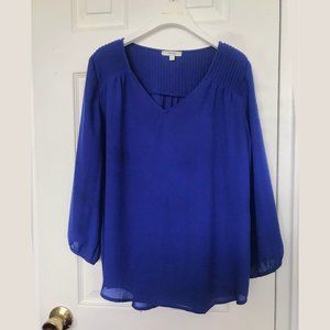 Blue 3/4 Sleeve Blouse Top